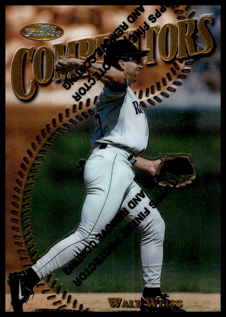 Walt Weiss 1997 Topps Finest baseball card #180 with glossy finish and dynamic MLB image.