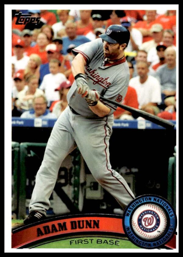 Adam Dunn 2011 Topps card in White Sox uniform, ready to bat.