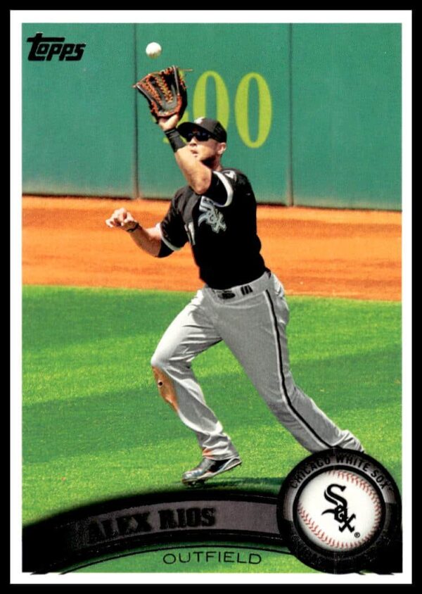 Alex Rios 2011 Topps card #307, White Sox uniform, poised batting stance.