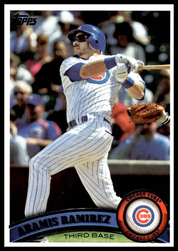 Aramis Ramirez 2011 Topps Baseball Card #16, Chicago Cubs action shot.
