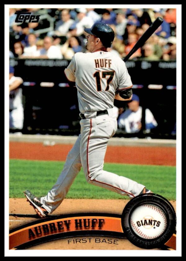 Aubrey Huff 2011 Topps Baseball Card #107 in Giants uniform.