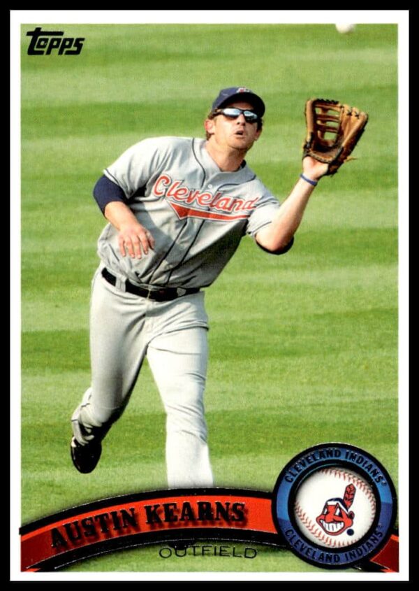 2011 Topps Baseball Card #449: Austin Kearns in action for Cleveland Indians.