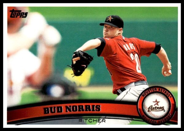Bud Norris 2011 Topps #534, Houston Astros pitcher in action, classic design.