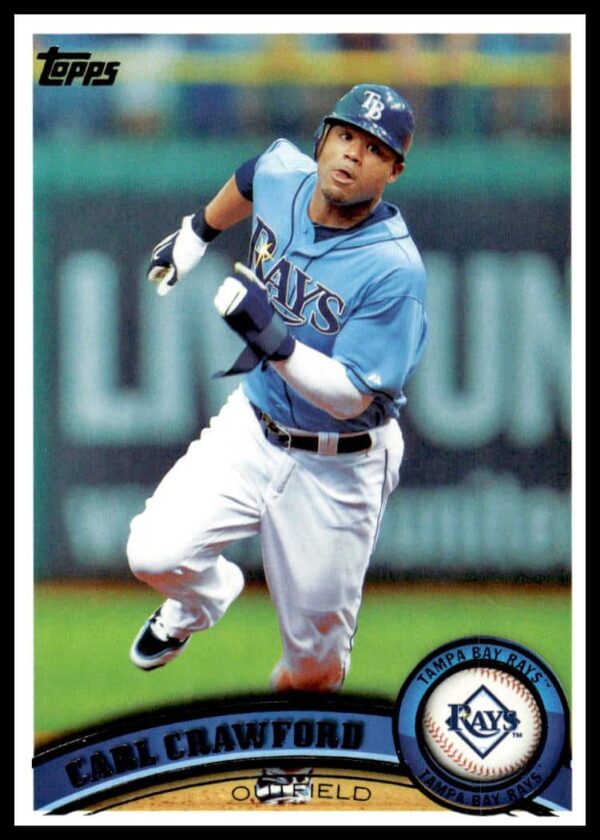 2011 Topps Carl Crawford baseball card #25, featuring him in a Boston Red Sox uniform.
