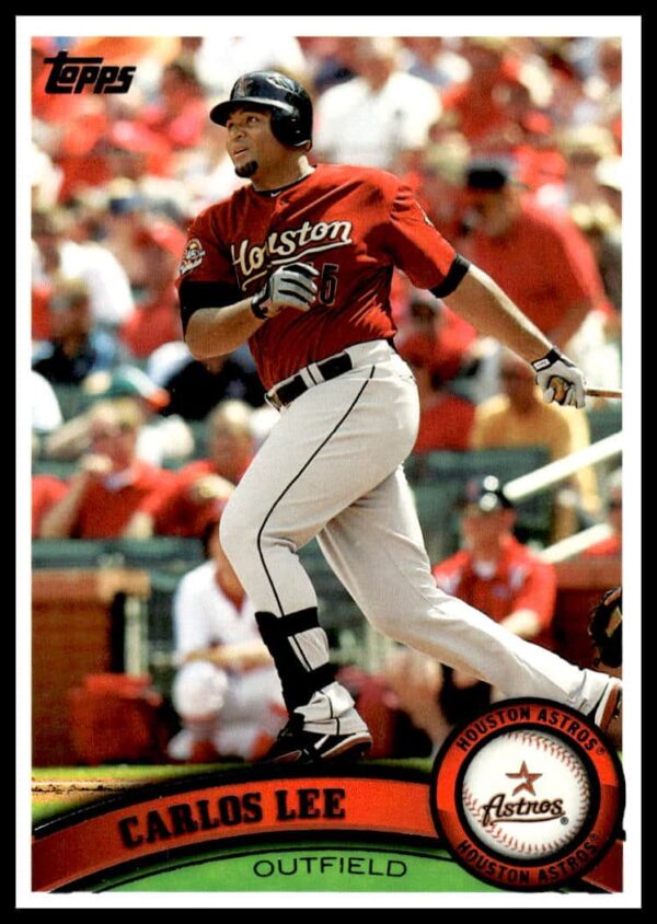 2011 Topps Baseball Card #586: Carlos Lee in Astros Uniform (Front View)