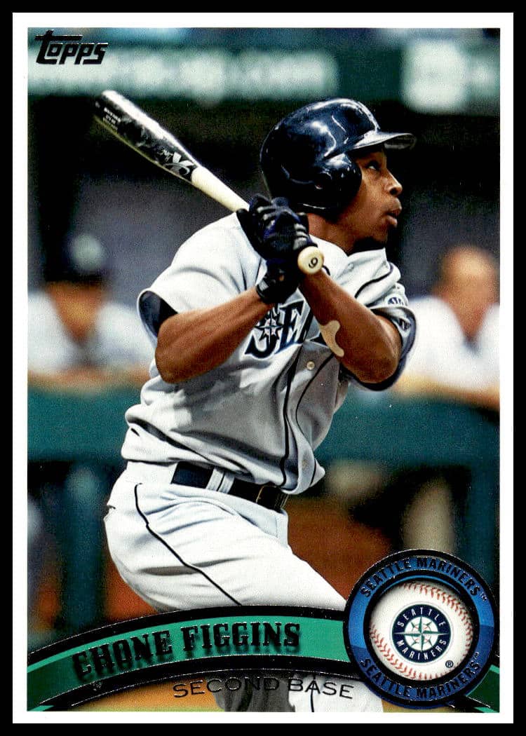 Chone Figgins 2011 Topps Baseball Card #468, Seattle Mariners, Mid-Action.
