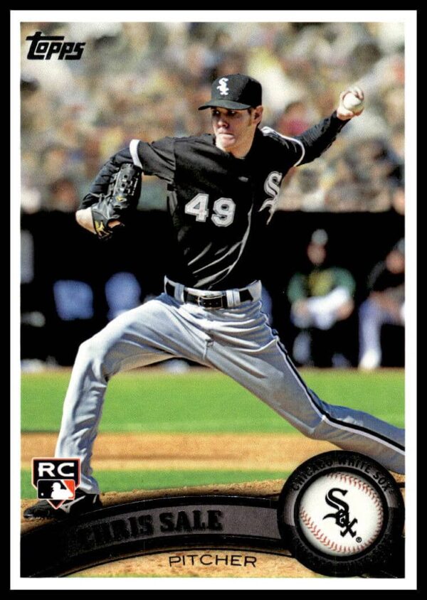 2011 Topps Rookie Card #65 of Chris Sale in White Sox uniform, classic design.