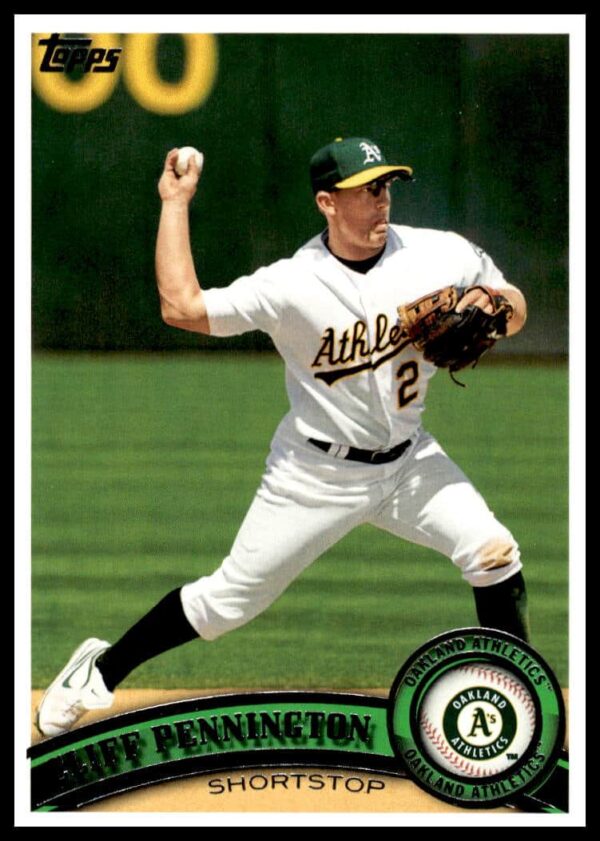2011 Topps Cliff Pennington baseball card, action shot, card #353.