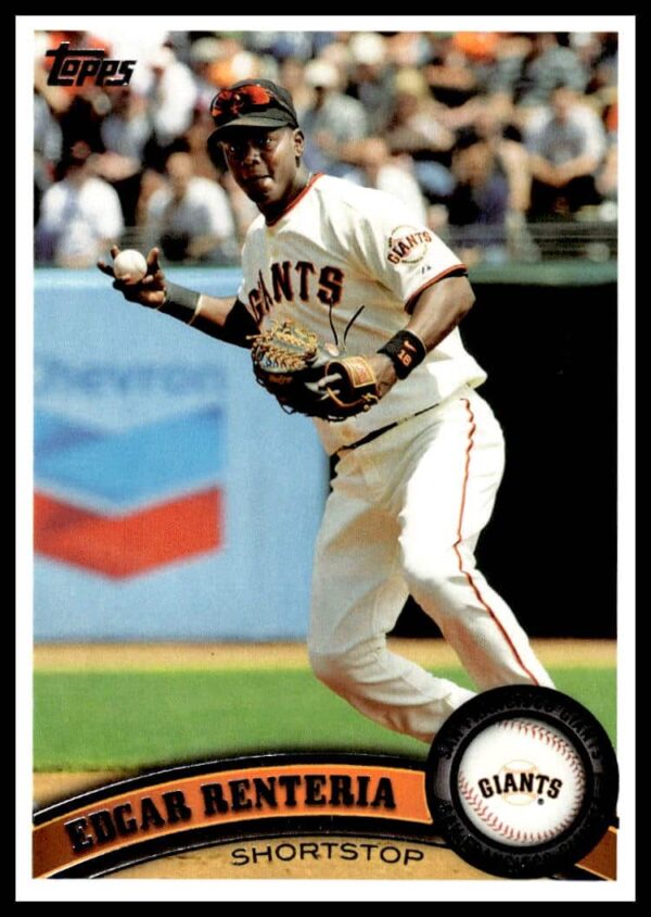 Edgar Renteria in action on 2011 Topps Baseball Card #58, iconic career highlight.