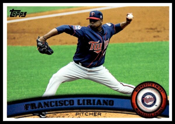 2011 Topps Baseball Card: Francisco Liriano #350, Minnesota Twins Pitching Pose.