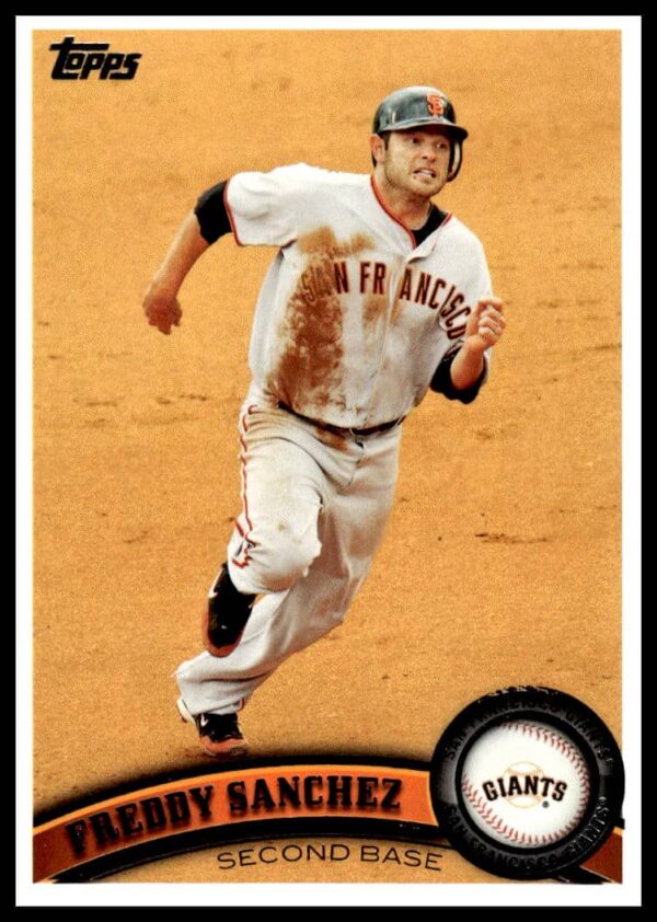 Freddy Sanchez 2011 Topps Baseball Card #260, San Francisco Giants uniform, collectible.