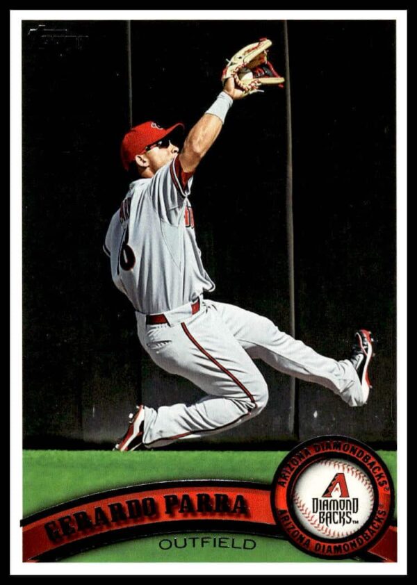 Gerardo Parra 2011 Topps #484, Arizona Diamondbacks action shot.