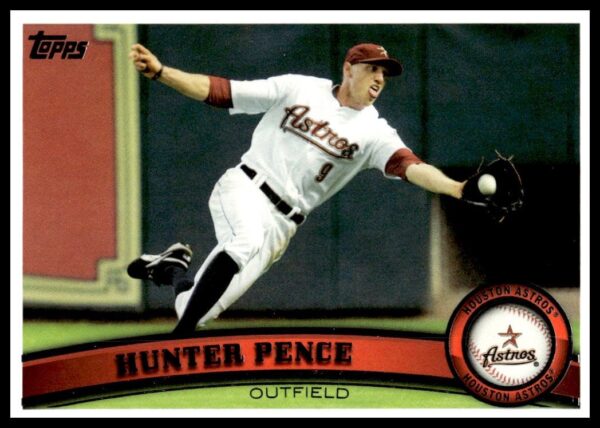 Houston Astros Hunter Pence 2011 Topps Baseball Card #45, featuring batting stance.