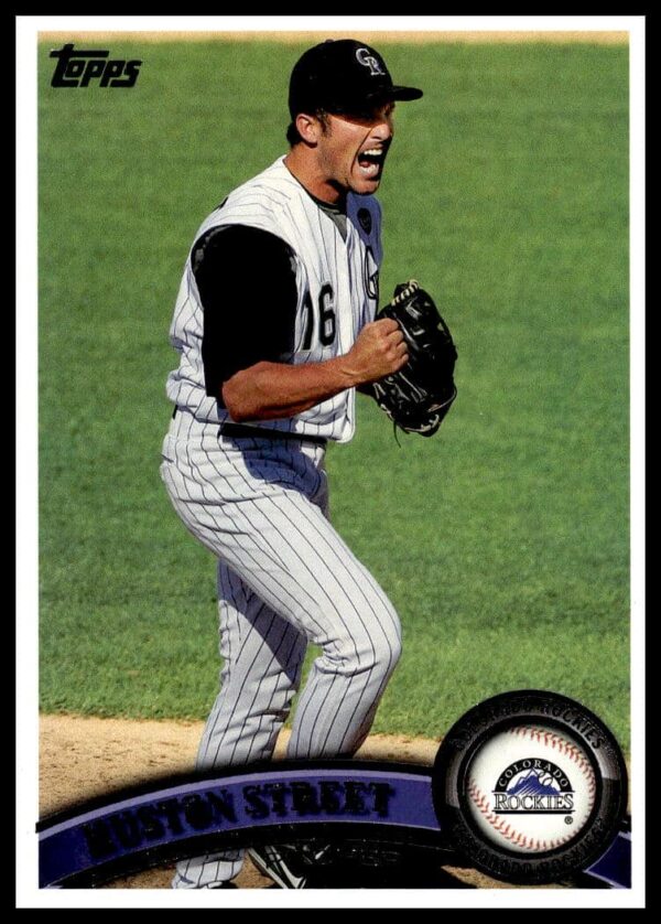Huston Street pitching pose on 2011 Topps #507 baseball card front.