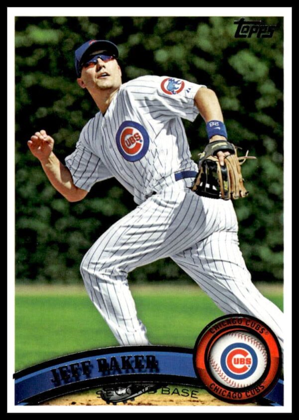 2011 Topps Jeff Baker #502 Baseball Card Featuring In-Game Action.