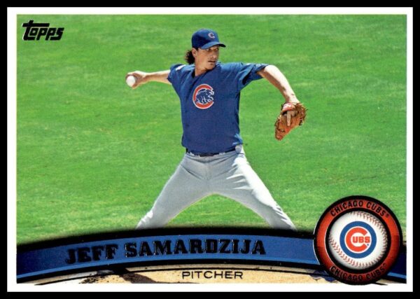 Jeff Samardzija 2011 Topps baseball card, #564, in Cubs uniform, ready to pitch.