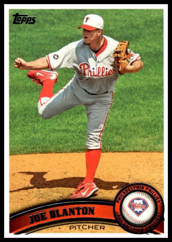 2011 Topps Baseball Card featuring Joe Blanton pitching for the Phillies, card #469.