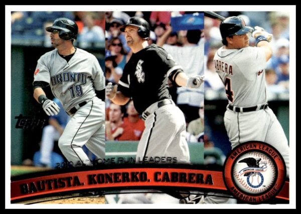 2011 Topps Baseball Card with MLB Stars Bautista, Konerko, Cabrera.