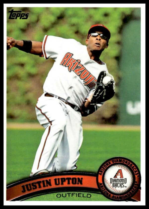 Justin Upton 2011 Topps Card #40, Arizona Diamondbacks, batting stance.