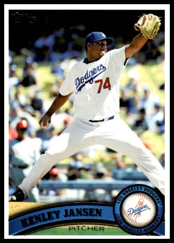 Kenley Jansen 2011 Topps #388, Dodgers pitcher in action, blue and white uniform.