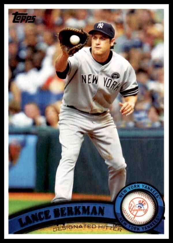 Lance Berkman 2011 Topps Card #144, St. Louis Cardinals, Mid-Action Play.