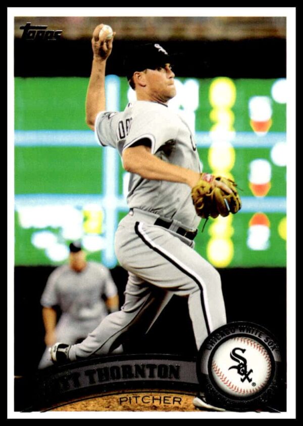 Matt Thornton pitching, 2011 Topps Baseball Card #622, Chicago White Sox.