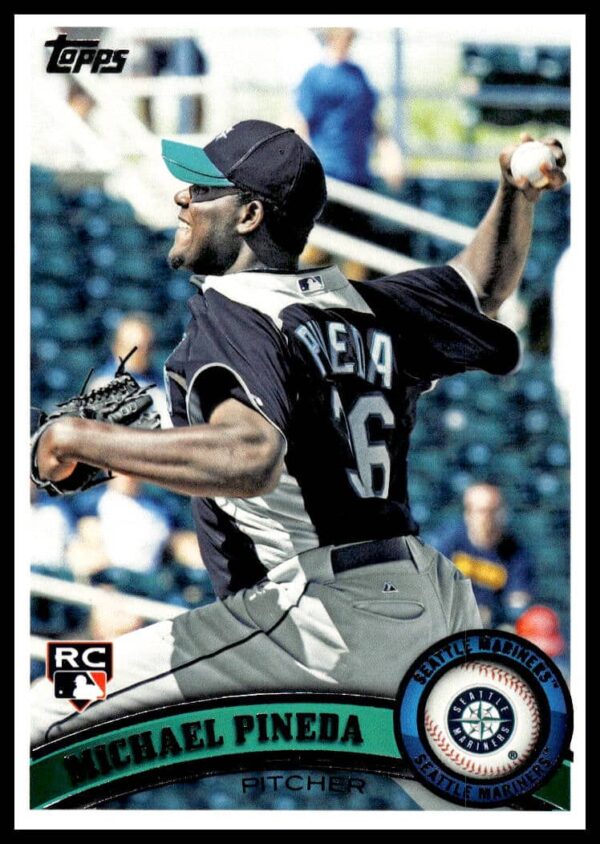 Topps 2011 Michael Pineda #595 Baseball Card - Seattle Mariners Pitching Action Shot