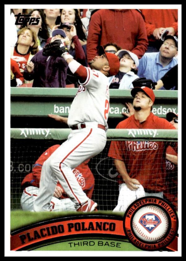 Placido Polanco 2011 Topps Card #89 in Phillies Uniform, Action Pose.
