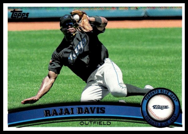 Rajai Davis in Blue Jays uniform, 2011 Topps Baseball Card #588 (front view).