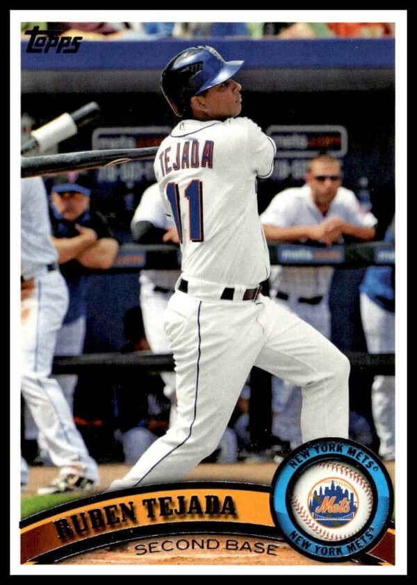 Ruben Tejada poised in Mets uniform on 2011 Topps Baseball Card #625.
