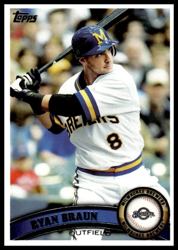 Ryan Braun 2011 Topps Baseball Card #1, Milwaukee Brewers Uniform.