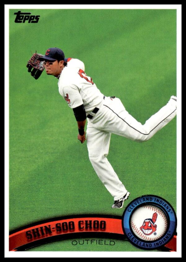 2011 Topps Shin-Soo Choo baseball card #35, featuring action shot in Cleveland Indians uniform.