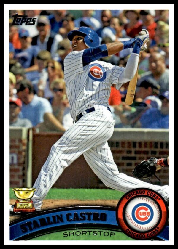 Starlin Castro 2011 Topps baseball card #655 showcasing his Chicago Cubs action.