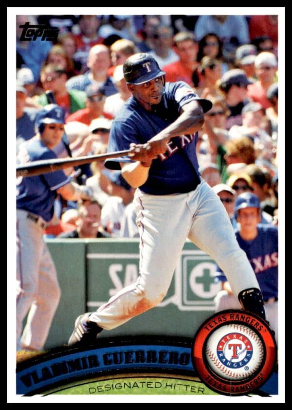 Vladimir Guerrero 2011 Topps #67, Montreal Expos, iconic pose in vibrant uniform.