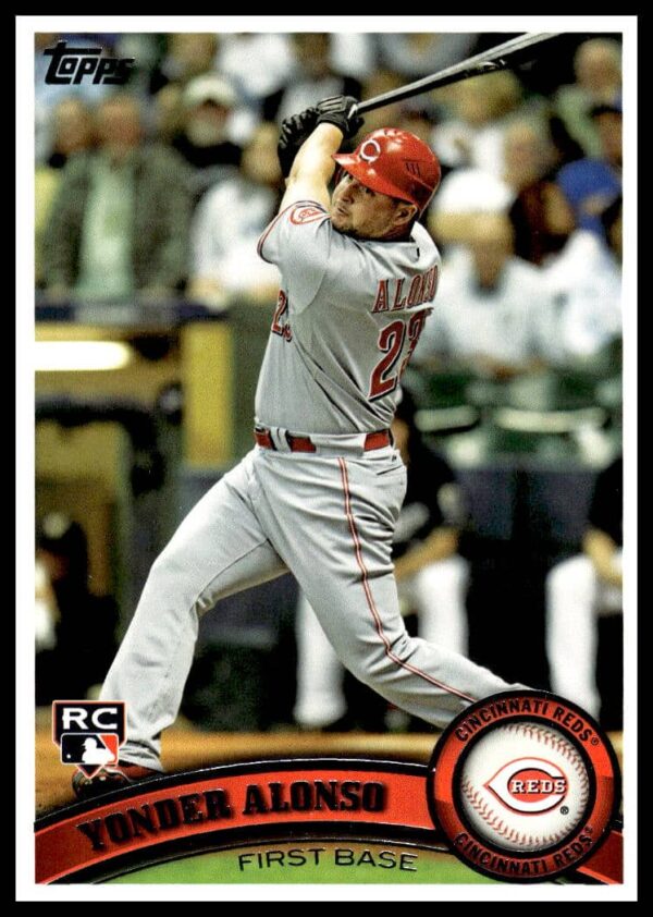 Yonder Alonso 2011 Topps Card #317 Front, Cincinnati Reds Baseball Player Photo.