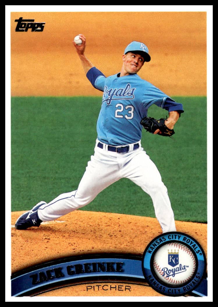 2011 Topps Baseball Card of Zack Greinke, Milwaukee Brewers, Pitching, Card #108.