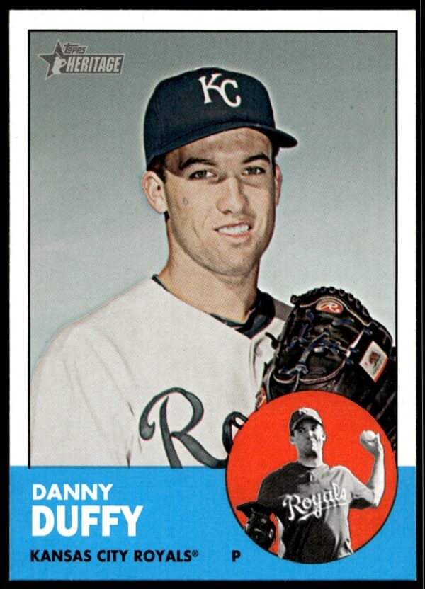 Danny Duffy 2012 Topps Heritage Baseball Card #104, Kansas City Royals, Vintage Design