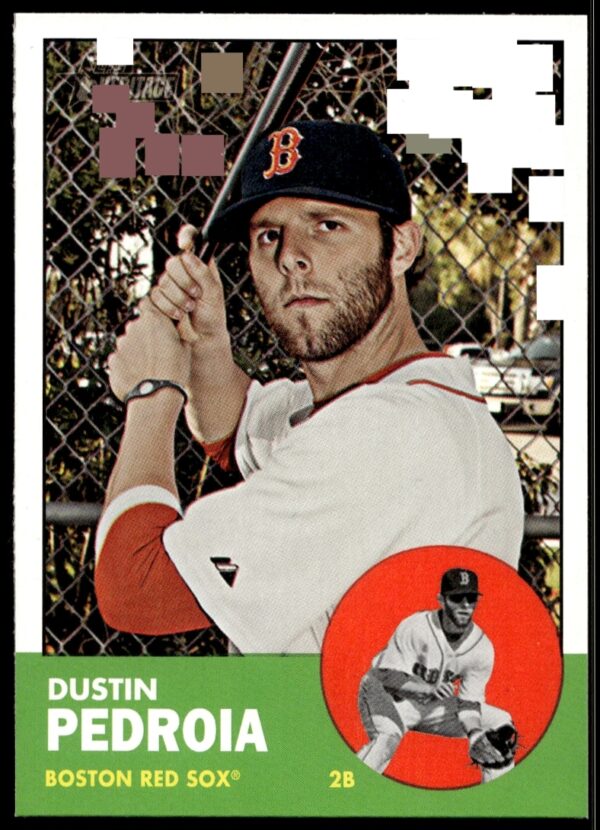 Dustin Pedroia 2012 Topps Heritage baseball card #52, vintage style, capturing his athletic prowess.