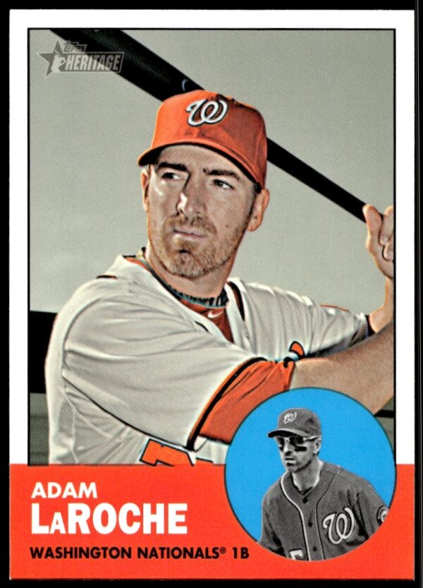 Adam LaRoche 2012 Topps Heritage High Number card featuring vintage baseball design, Washington Nationals.