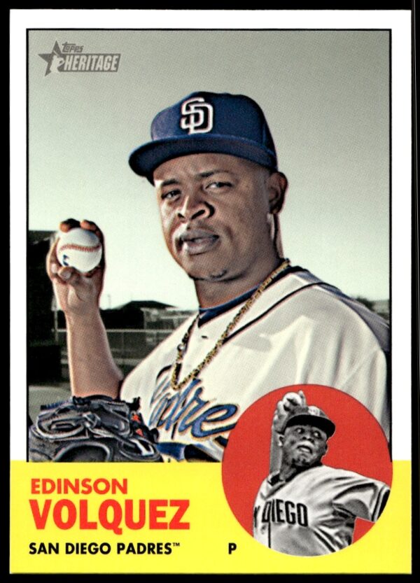 Edinson Volquez 2012 Topps Heritage High Number Baseball Card #H648 (Front View).