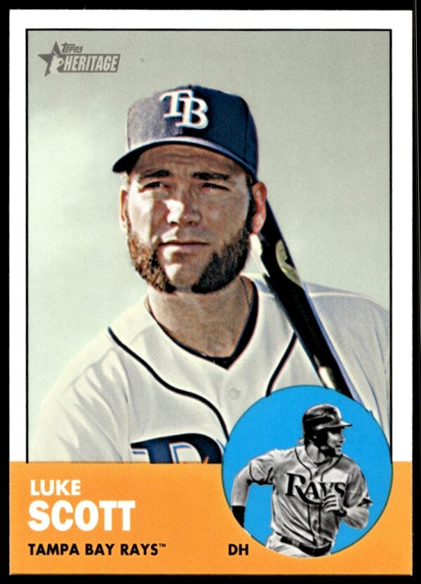 2012 Topps Heritage baseball card featuring Luke Scott, High Number series, card #H662.