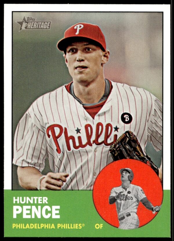 2012 Topps Heritage Hunter Pence baseball card featuring Phillies uniform, card number 268.
