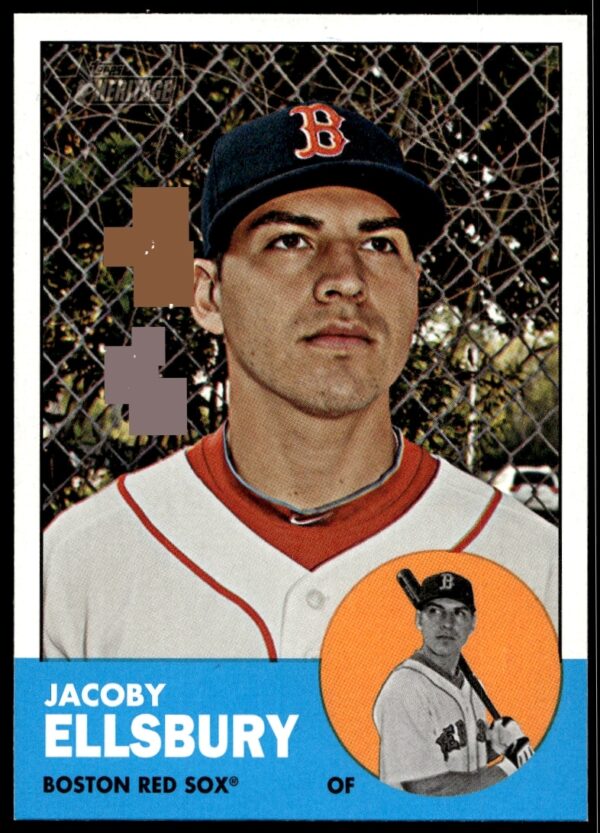 Jacoby Ellsbury 2012 Topps Heritage Card #115, vintage baseball design.