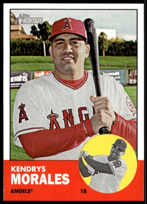 2012 Topps Heritage Baseball Card #79 featuring Kendrys Morales in classic action pose (front view).