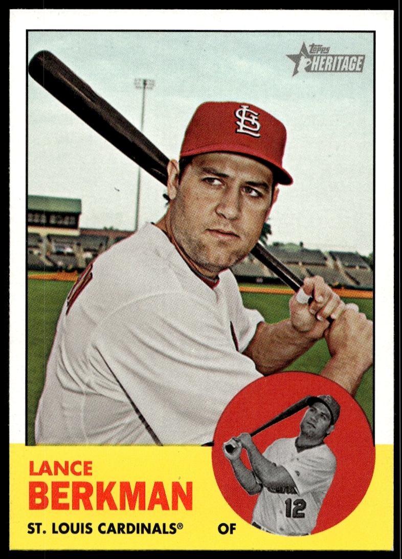 Lance Berkman 2012 Topps Heritage Card #83 in Cardinals Uniform (Front).