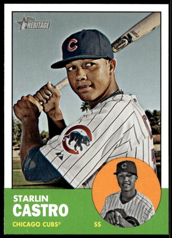 2012 Topps Heritage Starlin Castro #193, Chicago Cubs, vintage style baseball card.
