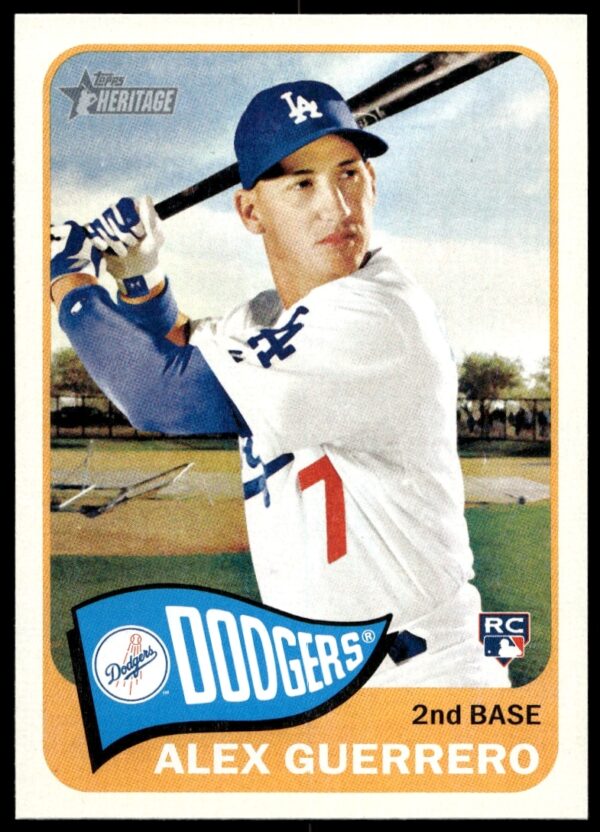 Alex Guerrero 2014 Topps Heritage High Number Card #H547, Dodgers Rookie Season.