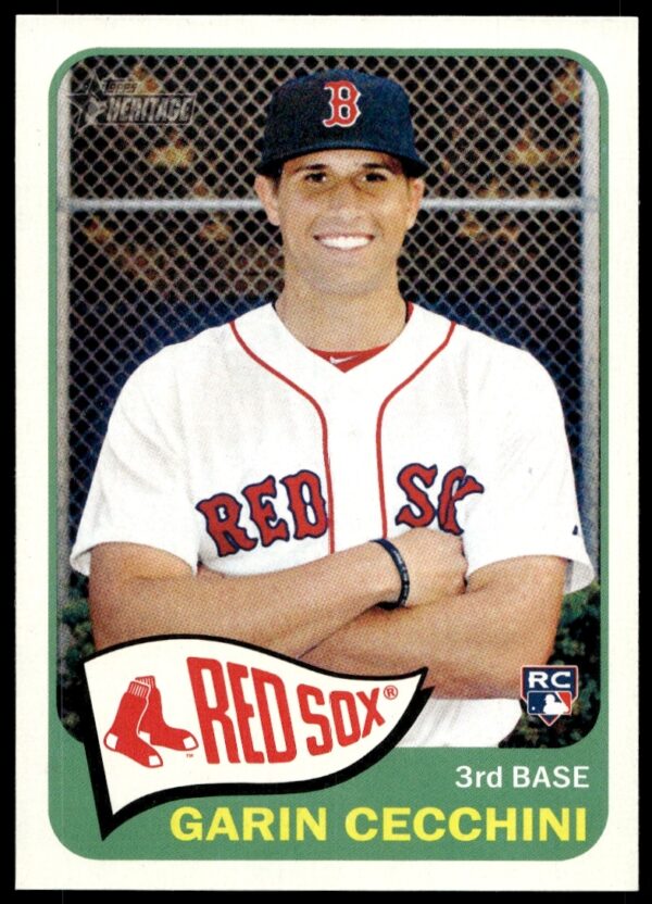 Garin Cecchini 2014 Topps Heritage High Series Card #H520 Front View.