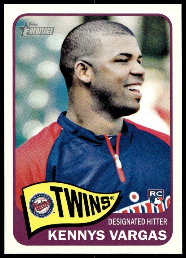2014 Topps Heritage baseball card of Kennys Vargas in action, #H566 from the High Series.
