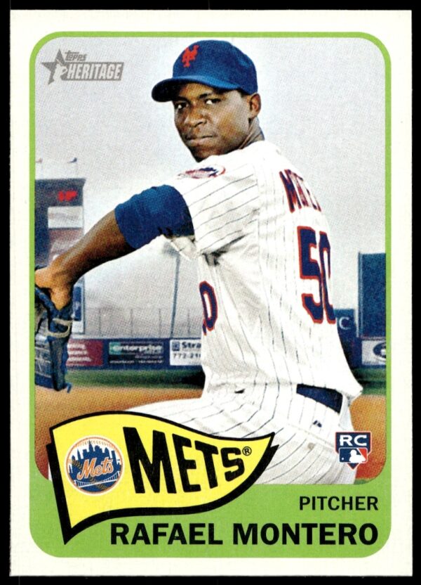Rafael Montero 2014 Topps Heritage Baseball Card #H545, New York Mets Uniform.